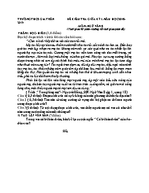 Đề kiểm tra giữa kỳ I môn Ngữ văn 8 - Năm học 2018-2019 - Trường THCS Gia Trần (Có đáp án)